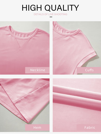 SHIBEVER Womens Summer Dress Casual Ruffle Hem Babydoll T Shirt Dresses for Women Comfy Cap Sleeve Loose Mini Dresses