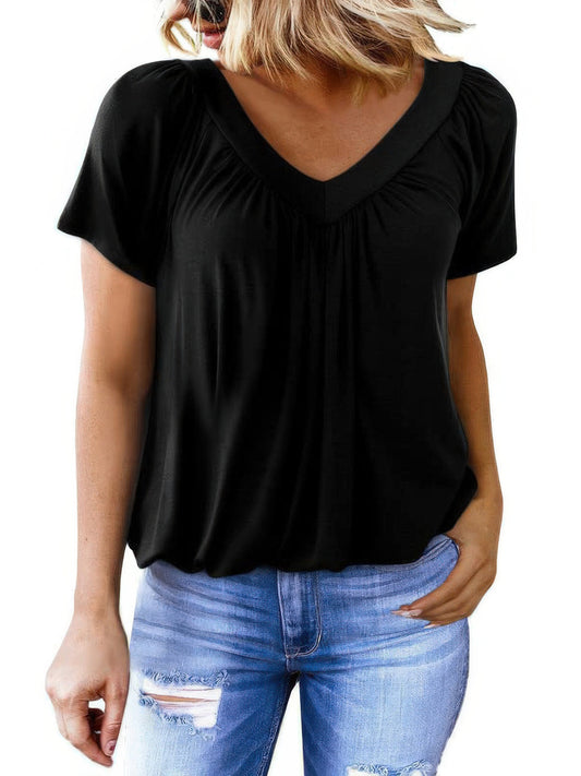SHIBEVER Womens Tops Short Sleeve Summer Top V Neck T shirts for women Basic Loose Tees Shirts for Women Casual Summer Clothes