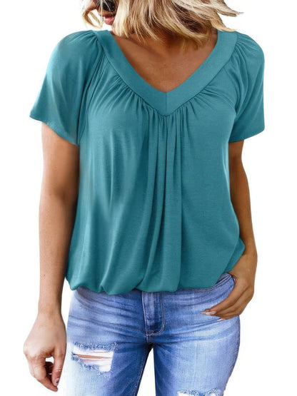 SHIBEVER Womens Tops Short Sleeve Summer Top V Neck T shirts for women Basic Loose Tees Shirts for Women Casual Summer Clothes