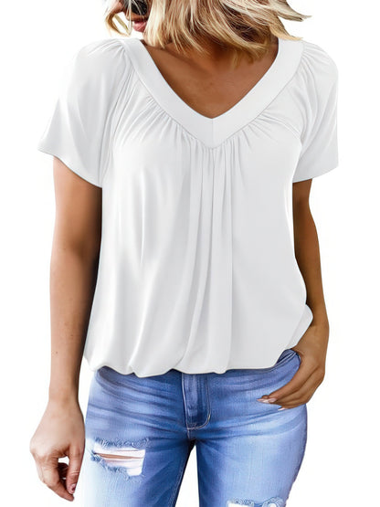 SHIBEVER Womens Tops Short Sleeve Summer Top V Neck T shirts for women Basic Loose Tees Shirts for Women Casual Summer Clothes
