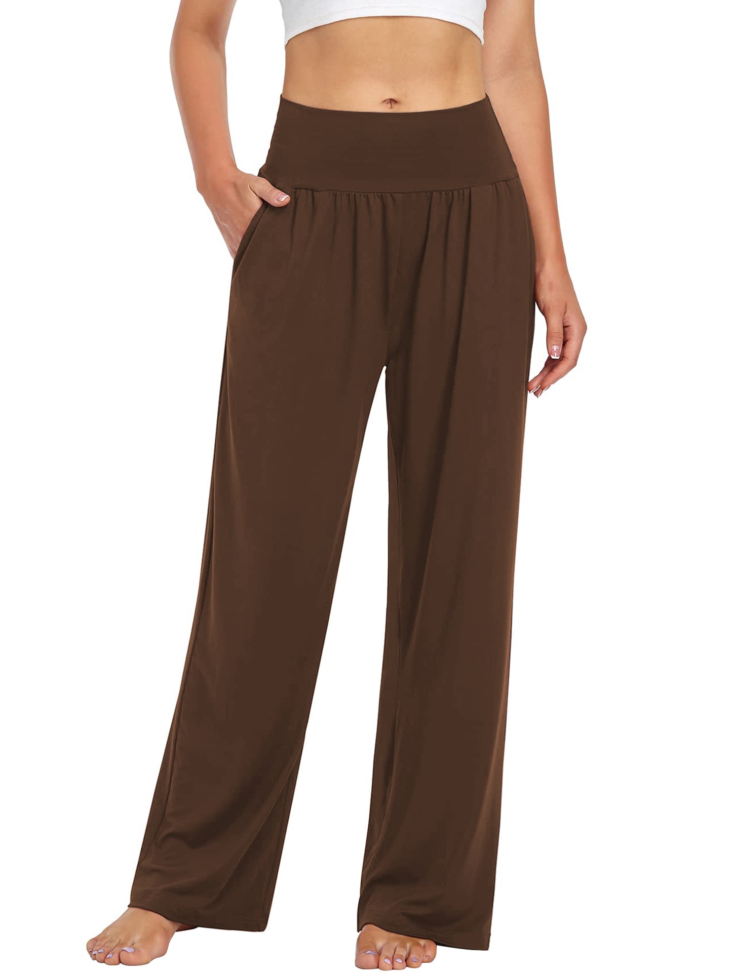 SWQZVT Womens Sweatpants Wide Leg Yoga Pant for Women Casual Stretchy Palazzo Women Pants Comfy Light Weight Soft Slacks