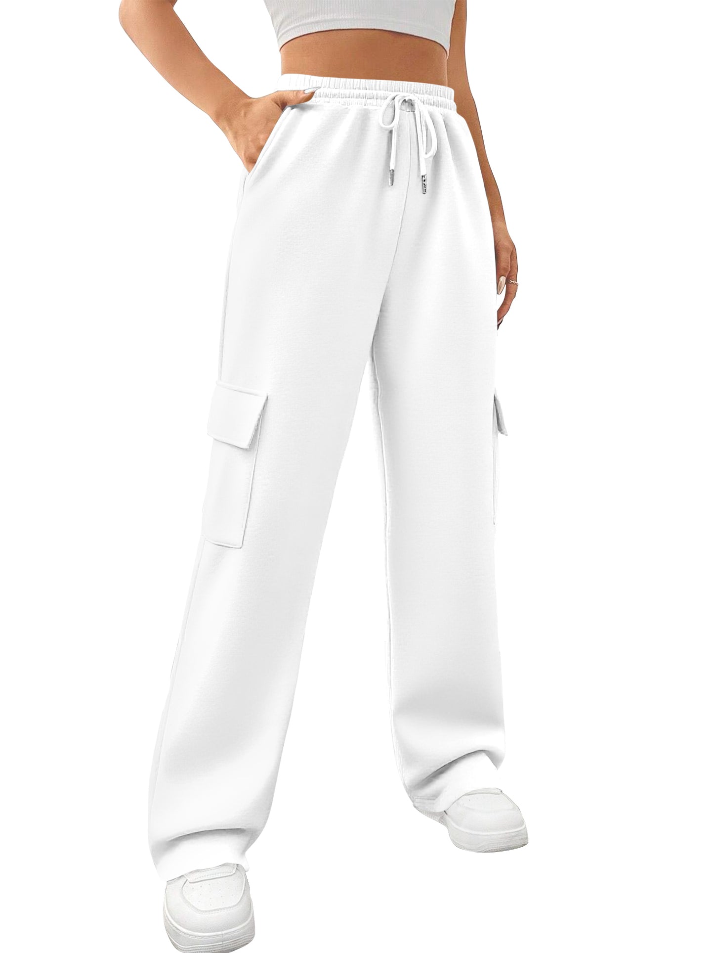 SWQZVT Womens Cargo Sweatpants Baggy Fleece High Waisted Joggers Sweat Pants Athletic Pants with Pockets