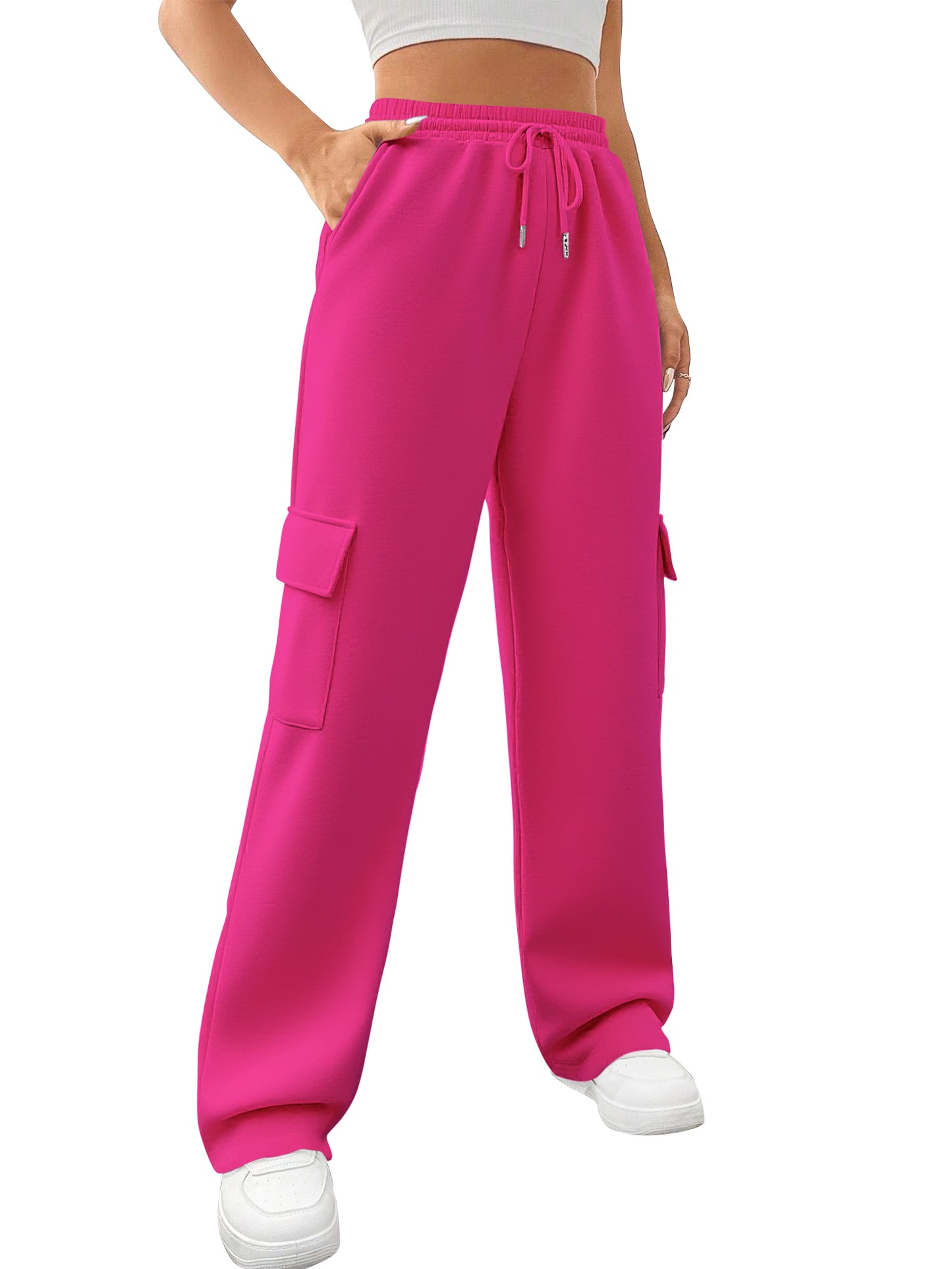 SWQZVT Womens Cargo Sweatpants Baggy Fleece High Waisted Joggers Sweat Pants Athletic Pants with Pockets