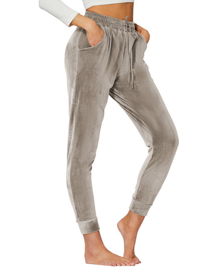 TEMOFON Lounge Jogger Pants for Women Velour Casual Soft Sweatpants – Joggers with Adjustable Waist