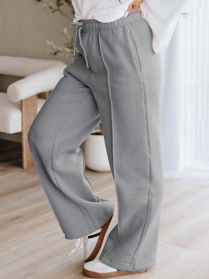 TEMOFON Black Pants for Women Elastic Waistband Fall Pants for Women with Pockets Autumn Thermal Pants Women Lounge Casual Winter Fleece - Lined Pants