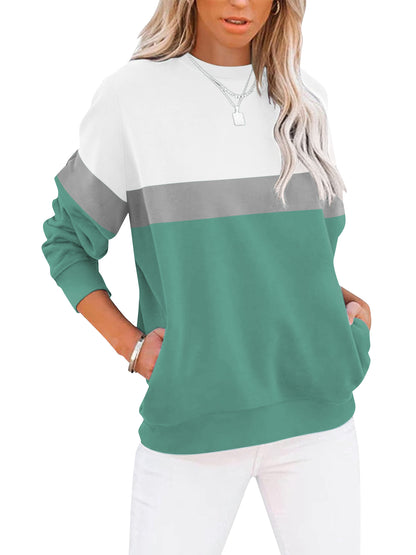 TEMOFON Sweatshirts for Women Fall clothes Loose Crew Neck Long Sleeve Shirts for Winter Tops Trendy Fleece Lined Sweat Shirts