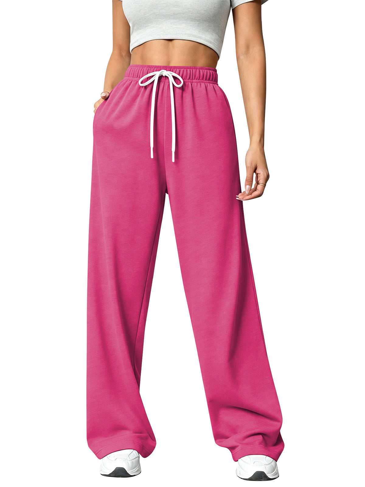 TEMOFON Sweatpants for Women Wide Leg Pants Fall Sweatpants with Pockets Elastic Waistband Comfy Pants Women Winter Lounge Pants