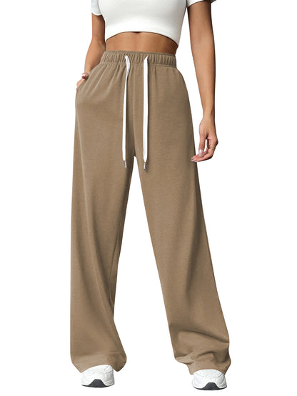 TEMOFON Sweatpants for Women Wide Leg Pants Fall Sweatpants with Pockets Elastic Waistband Comfy Pants Women Winter Lounge Pants
