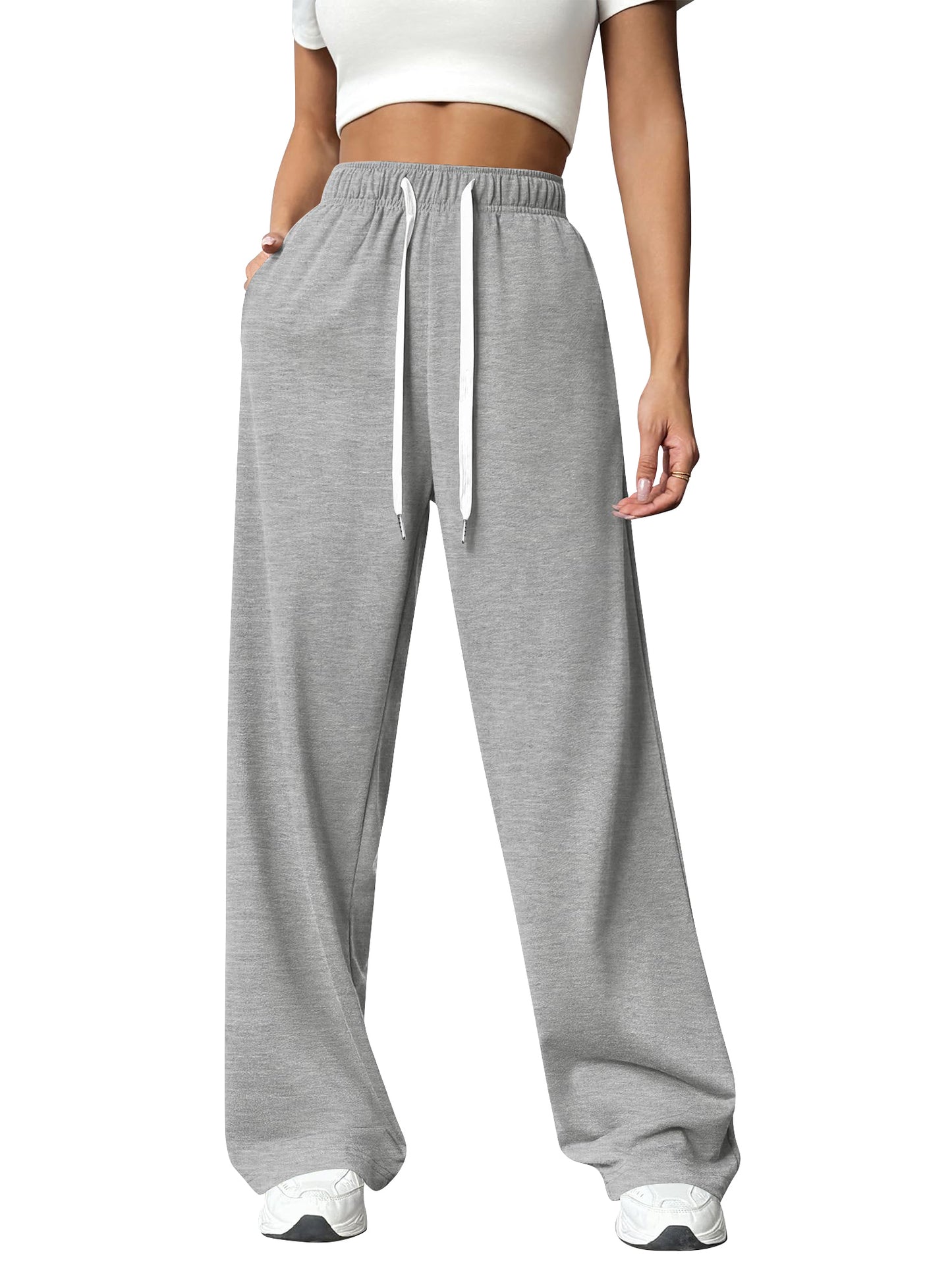 TEMOFON Sweatpants for Women Wide Leg Pants Fall Sweatpants with Pockets Elastic Waistband Comfy Pants Women Winter Lounge Pants