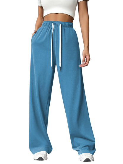 TEMOFON Sweatpants for Women Wide Leg Pants Fall Sweatpants with Pockets Elastic Waistband Comfy Pants Women Winter Lounge Pants