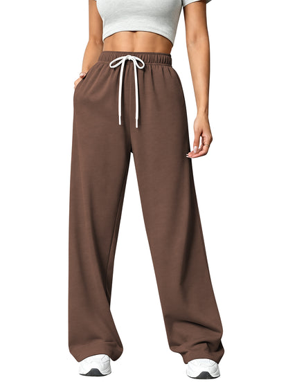 TEMOFON Sweatpants for Women Wide Leg Pants Fall Sweatpants with Pockets Elastic Waistband Comfy Pants Women Winter Lounge Pants