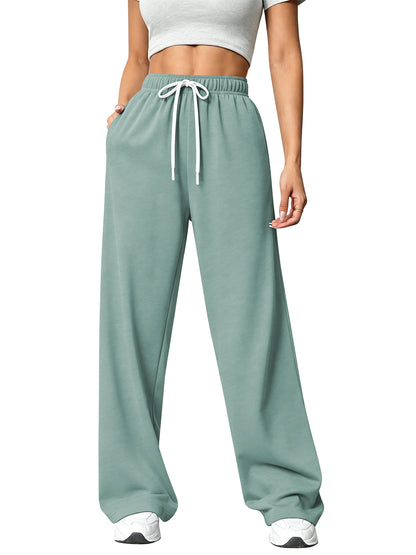 TEMOFON Sweatpants for Women Wide Leg Pants Fall Sweatpants with Pockets Elastic Waistband Comfy Pants Women Winter Lounge Pants