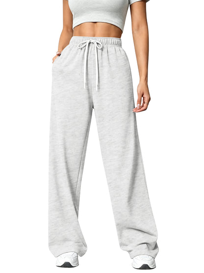 TEMOFON Sweatpants for Women Wide Leg Pants Fall Sweatpants with Pockets Elastic Waistband Comfy Pants Women Winter Lounge Pants