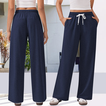 TEMOFON Black Pants for Women Elastic Waistband Fall Pants for Women with Pockets Sweat Pants Women Autumn Thermal Pants Women Lounge Casual Winter Pants