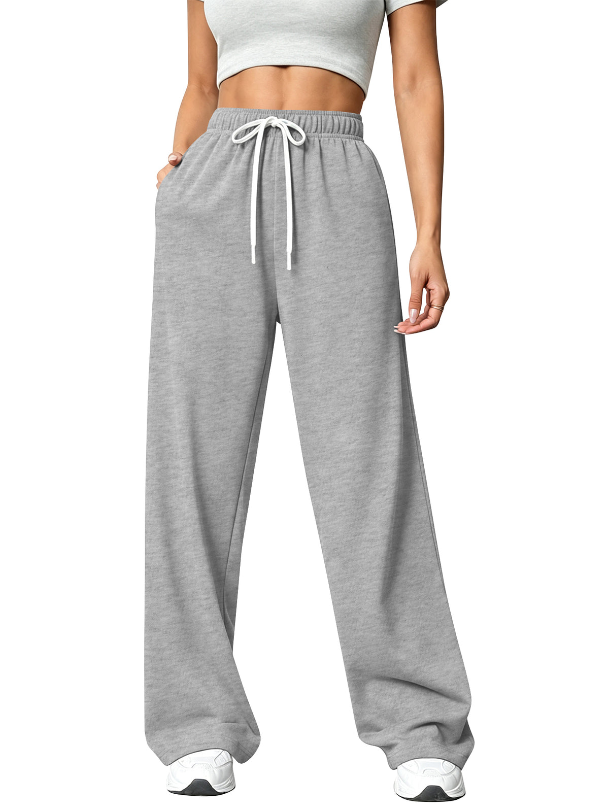 TEMOFON Sweatpants for Women Wide Leg Pants Fall Sweatpants with Pockets Elastic Waistband Comfy Pants Women Winter Lounge Pants