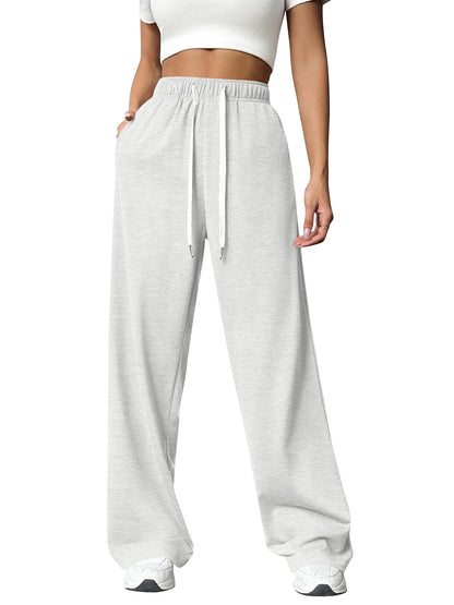 TEMOFON Sweatpants for Women Wide Leg Pants Fall Sweatpants with Pockets Elastic Waistband Comfy Pants Women Winter Lounge Pants