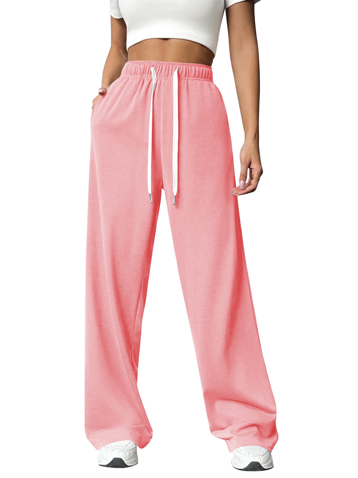 TEMOFON Sweatpants for Women Wide Leg Pants Fall Sweatpants with Pockets Elastic Waistband Comfy Pants Women Winter Lounge Pants