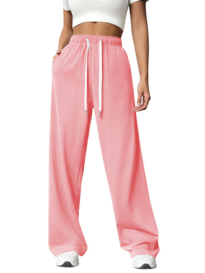 TEMOFON Sweatpants for Women Wide Leg Pants Fall Sweatpants with Pockets Elastic Waistband Comfy Pants Women Winter Lounge Pants
