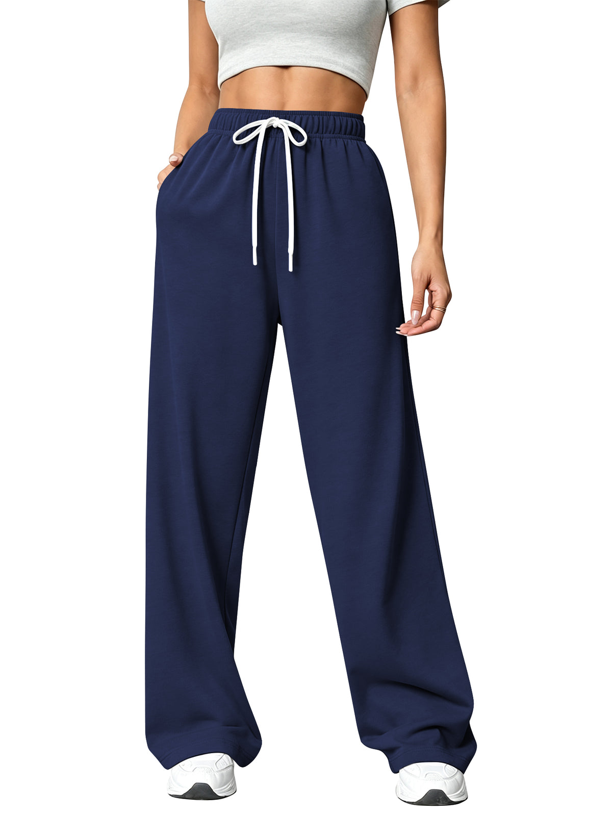 TEMOFON Sweatpants for Women Wide Leg Pants Fall Sweatpants with Pockets Elastic Waistband Comfy Pants Women Winter Lounge Pants