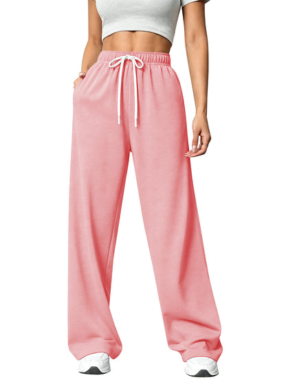 TEMOFON Sweatpants for Women Wide Leg Pants Fall Sweatpants with Pockets Elastic Waistband Comfy Pants Women Winter Lounge Pants