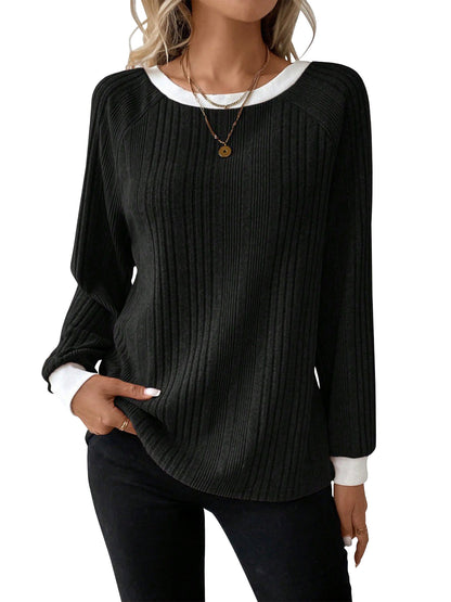 SHIBEVER Long Sleeve Shirts for Women Fall Tops Lightweight Clothing Trendy Winter Clothes Tunic Crew Neck Grey M