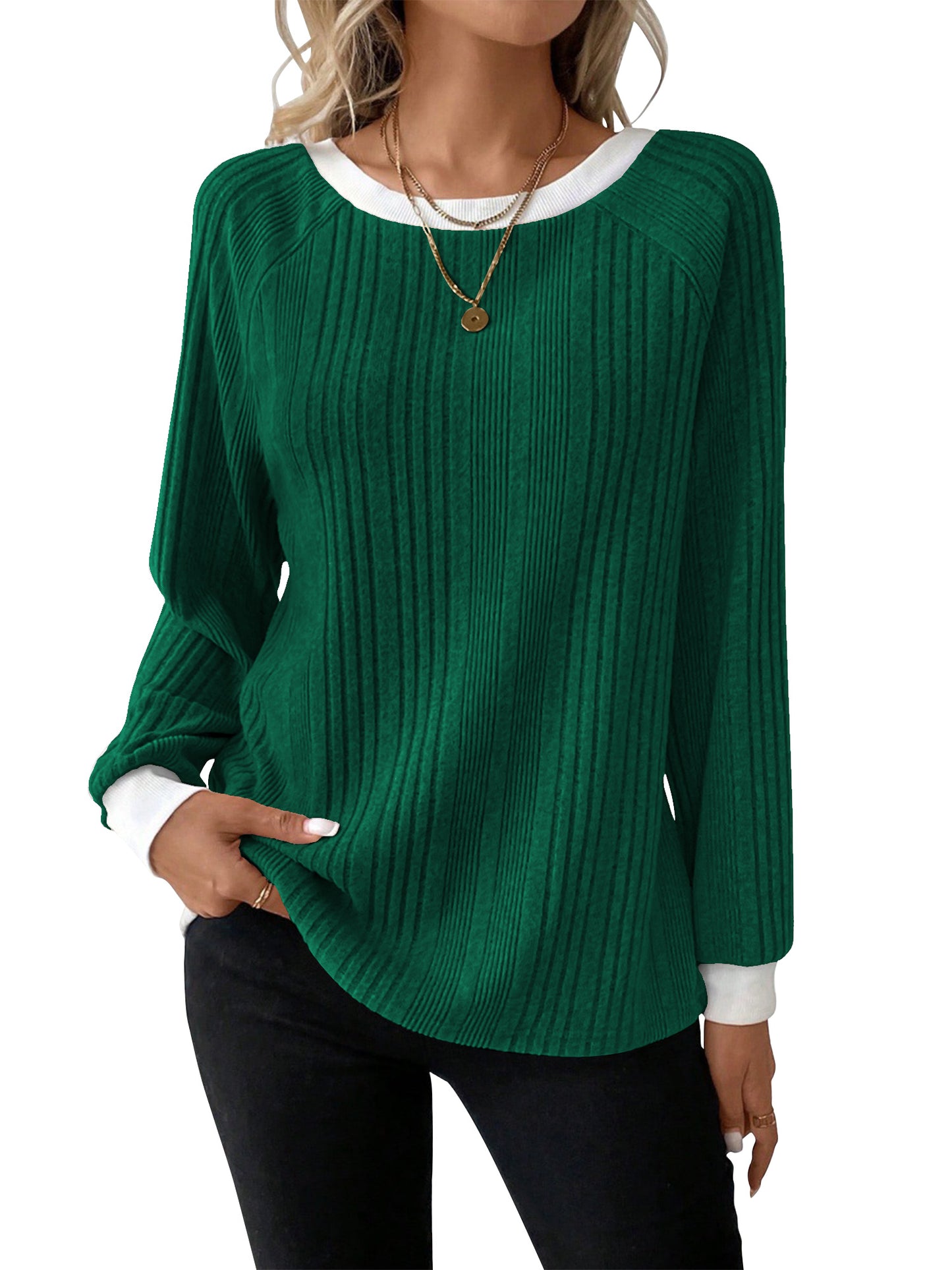 SHIBEVER Long Sleeve Shirts for Women Fall Tops Lightweight Clothing Trendy Winter Clothes Tunic Crew Neck Grey M
