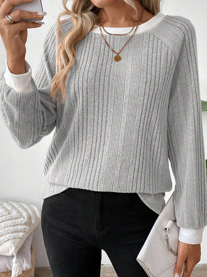 SHIBEVER Long Sleeve Shirts for Women Autumn Shirts for Women Tunic Womens Tops Lightweight Trendy Women Fall Tops Winter Clothes Grey