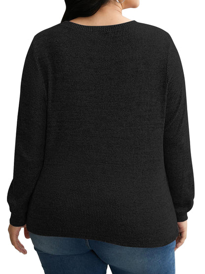 SWQZVT Blouses for Women Plus Size Long Sleeve Tunic Tops Fall Casual Oversize Sweatshirts Loose Knit Pullover T Shirts Winter Clothes