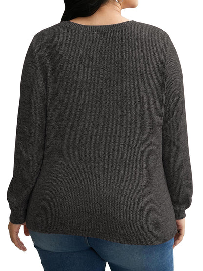 SWQZVT Blouses for Women Plus Size Long Sleeve Tunic Tops Fall Casual Oversize Sweatshirts Loose Knit Pullover T Shirts Winter Clothes