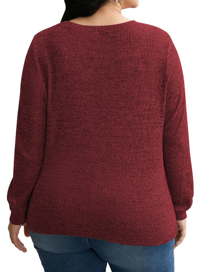 SWQZVT Blouses for Women Plus Size Long Sleeve Tunic Tops Fall Casual Oversize Sweatshirts Loose Knit Pullover T Shirts Winter Clothes