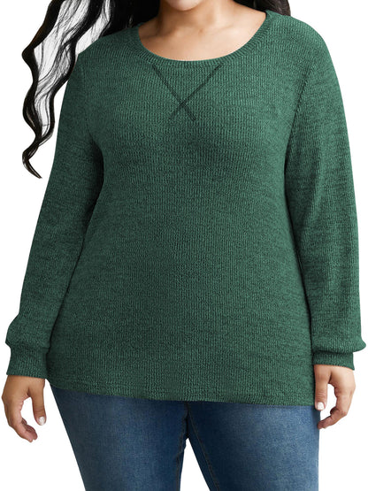 SWQZVT Blouses for Women Plus Size Long Sleeve Tunic Tops Fall Casual Oversize Sweatshirts Loose Knit Pullover T Shirts Winter Clothes