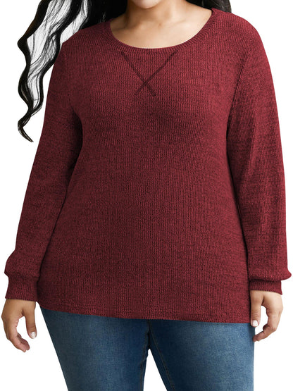 SWQZVT Blouses for Women Plus Size Long Sleeve Tunic Tops Fall Casual Oversize Sweatshirts Loose Knit Pullover T Shirts Winter Clothes