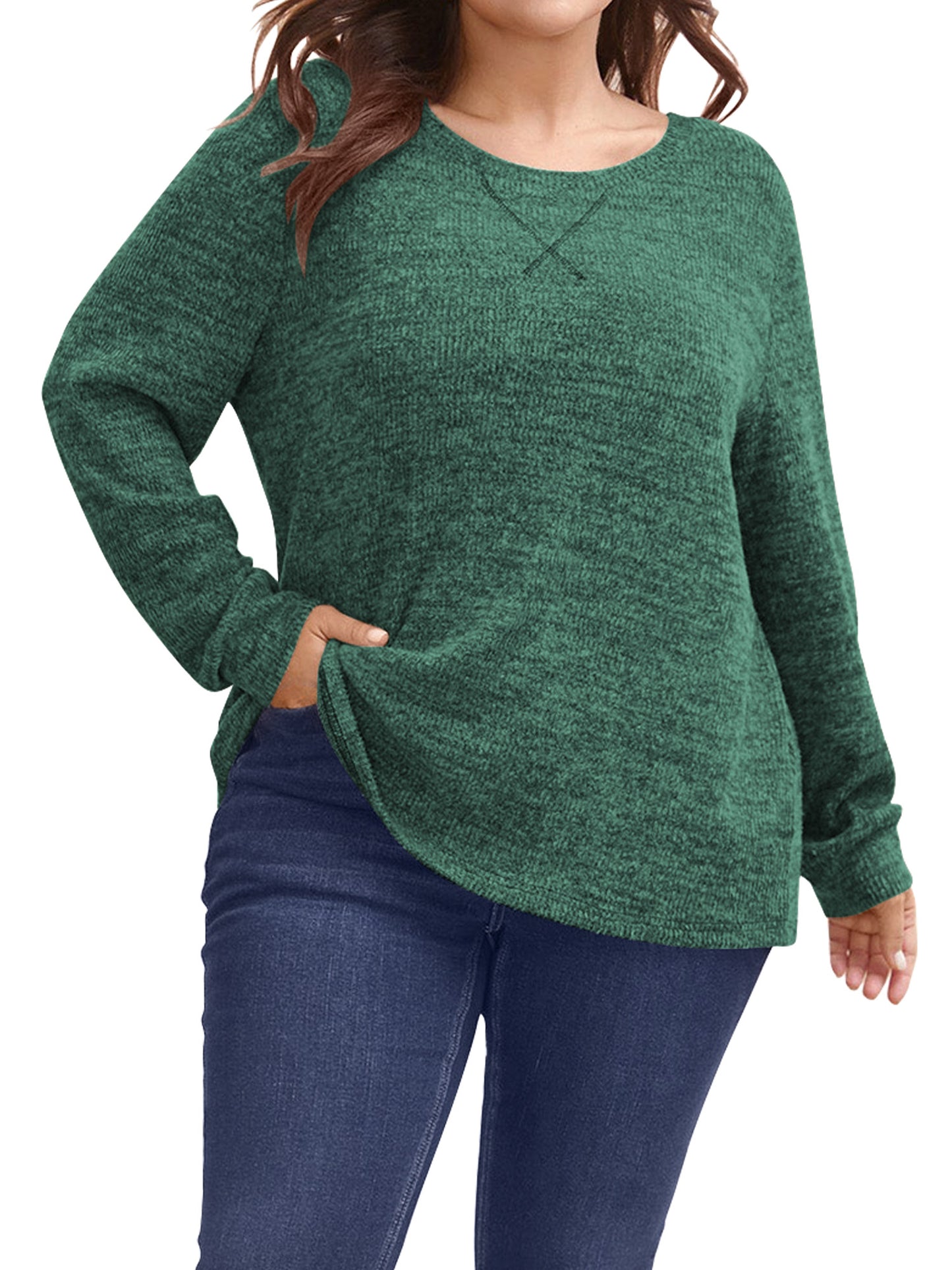 SWQZVT Blouses for Women Plus Size Long Sleeve Tunic Tops Fall Casual Oversize Sweatshirts Loose Knit Pullover T Shirts Winter Clothes