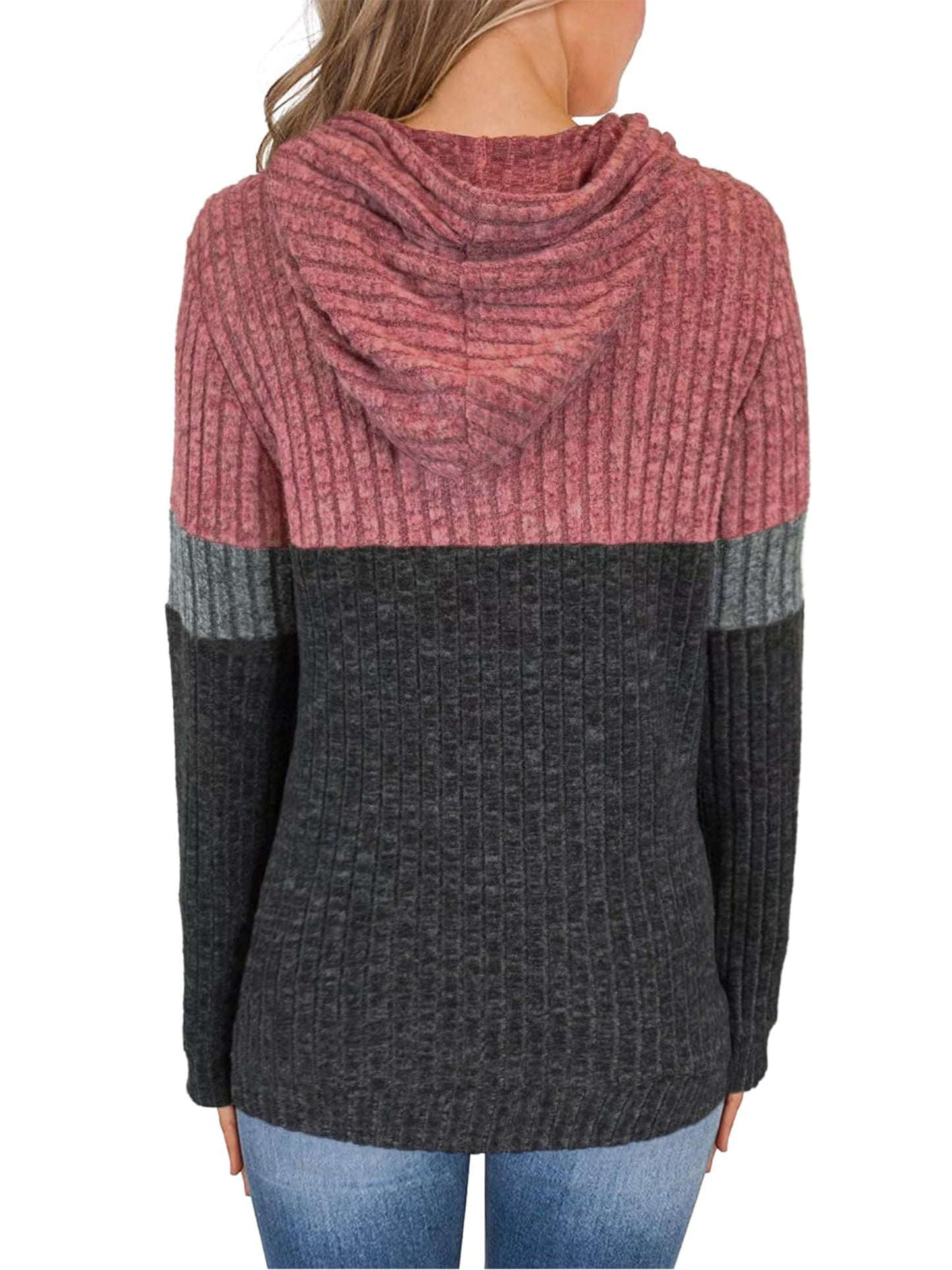 TEMOFON Womens Hoodies Sweaters Casual Long Sleeve Hooded Sweatshirts Drawstring Fall Tunic Tops Soft Sweaters Pullover Winter Clothes with Pocket