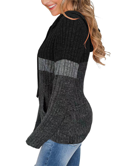 TEMOFON Womens Hoodies Sweaters Casual Long Sleeve Hooded Sweatshirts Drawstring Fall Tunic Tops Soft Sweaters Pullover Winter Clothes with Pocket