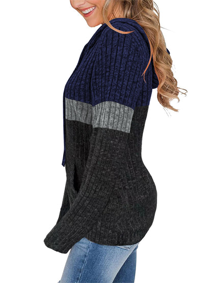 TEMOFON Womens Hoodies Sweaters Casual Long Sleeve Hooded Sweatshirts Drawstring Fall Tunic Tops Soft Sweaters Pullover Winter Clothes with Pocket