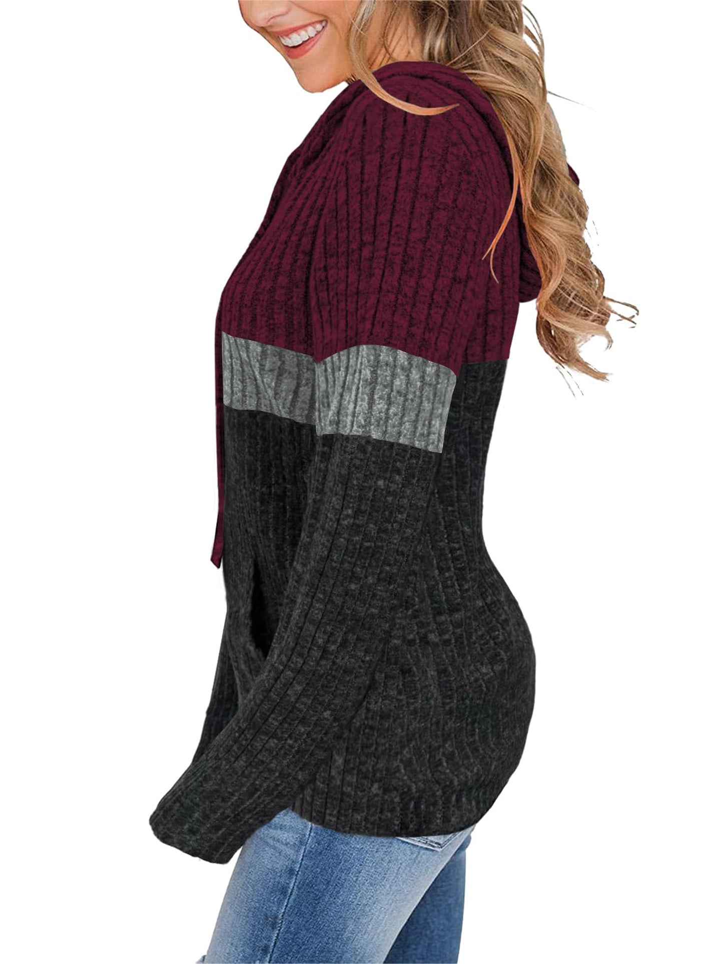 TEMOFON Womens Hoodies Sweaters Casual Long Sleeve Hooded Sweatshirts Drawstring Fall Tunic Tops Soft Sweaters Pullover Winter Clothes with Pocket