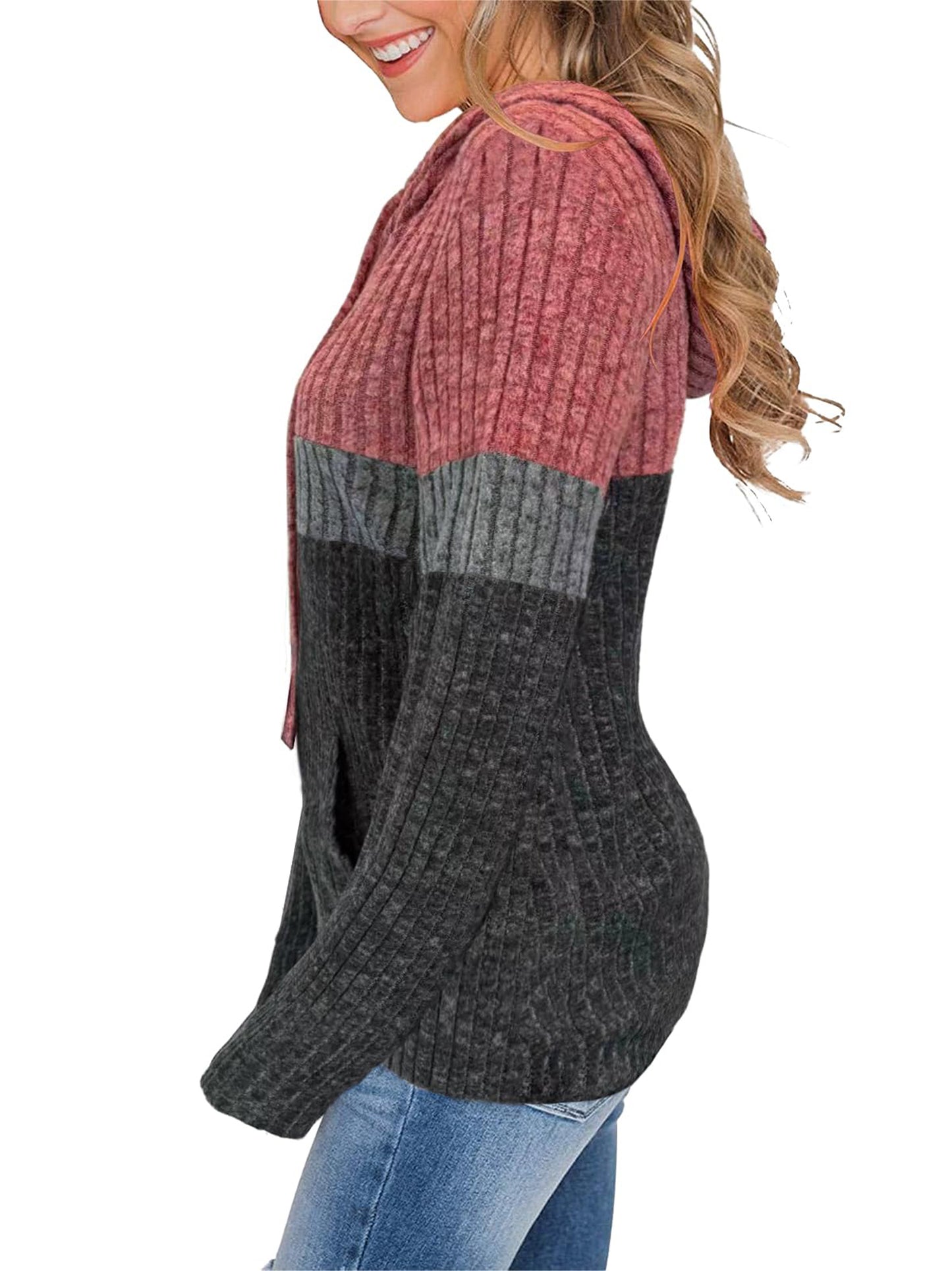 TEMOFON Womens Hoodies Sweaters Casual Long Sleeve Hooded Sweatshirts Drawstring Fall Tunic Tops Soft Sweaters Pullover Winter Clothes with Pocket