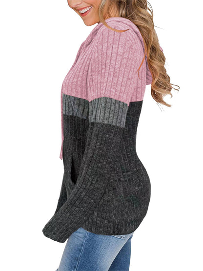 TEMOFON Womens Hoodies Sweaters Casual Long Sleeve Hooded Sweatshirts Drawstring Fall Tunic Tops Soft Sweaters Pullover Winter Clothes with Pocket