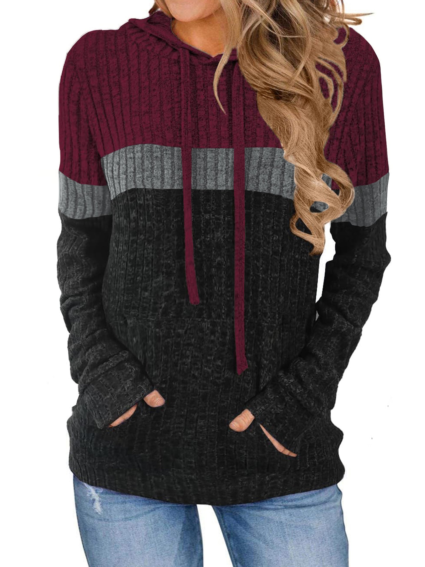 TEMOFON Womens Hoodies Sweaters Casual Long Sleeve Hooded Sweatshirts Drawstring Fall Tunic Tops Soft Sweaters Pullover Winter Clothes with Pocket