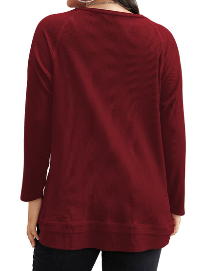 SWQZVT Blouses for Women Plus Size Long Sleeve Tunic Tops Fall Casual Waffle Sweatshirts Loose Oversize T Shirts for Winter Clothes