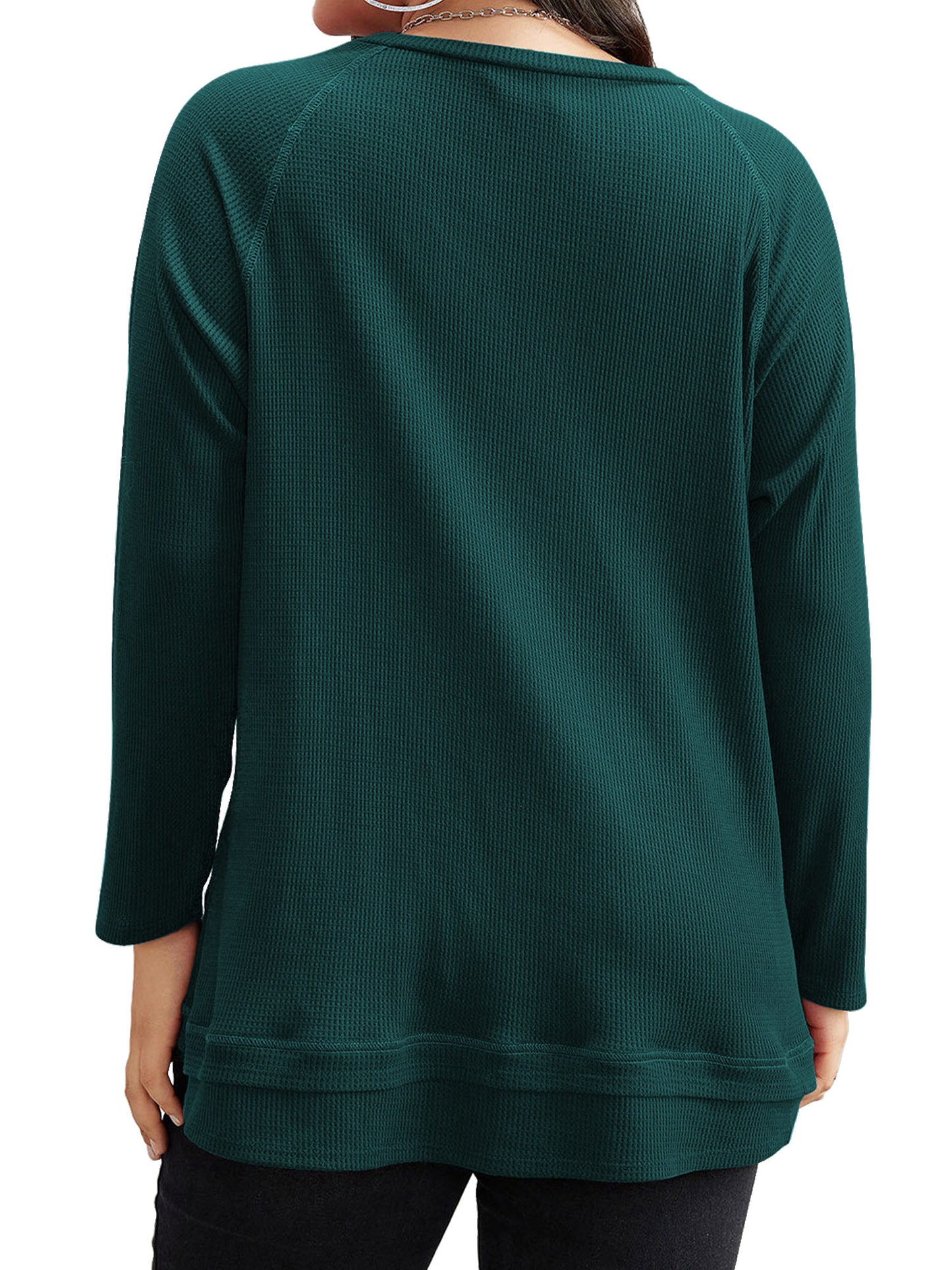 SWQZVT Blouses for Women Plus Size Long Sleeve Tunic Tops Fall Casual Waffle Sweatshirts Loose Oversize T Shirts for Winter Clothes