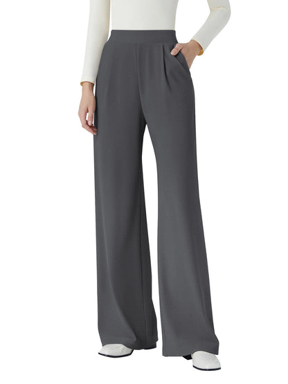 SWQZVT Womens Pants Wide Leg Pants for Women Elastic High Waisted Casual Pants with Pockets Soft Comfy Palazzo Slacks