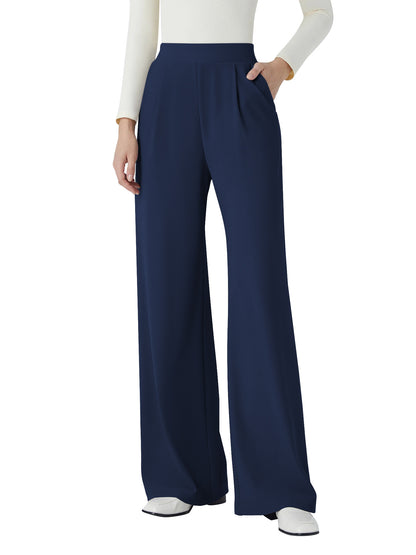 SWQZVT Womens Pants Wide Leg Pants for Women Elastic High Waisted Casual Pants with Pockets Soft Comfy Palazzo Slacks