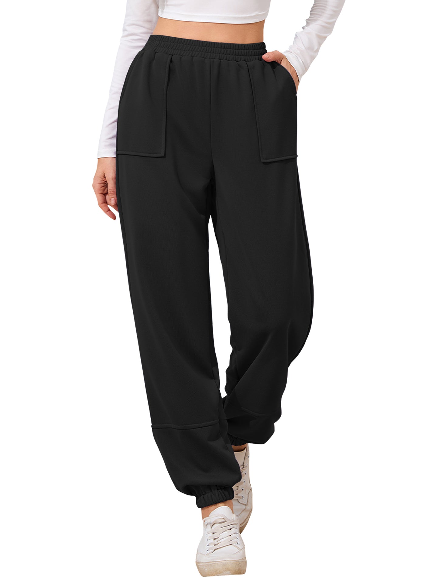 TEMOFON Sweat Pants Casual Joggers: Fall Trend Ladies Sweatpants — Elastic Cuffs Straight Leg Comfy Jogger Pan