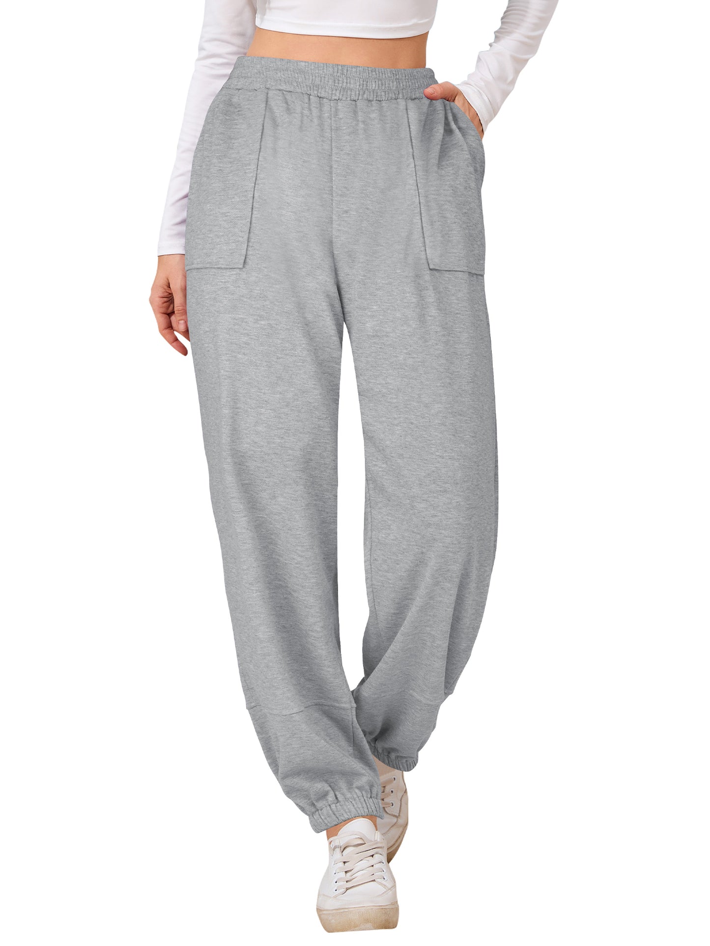TEMOFON Sweat Pants Casual Joggers: Fall Trend Ladies Sweatpants — Elastic Cuffs Straight Leg Comfy Jogger Pan