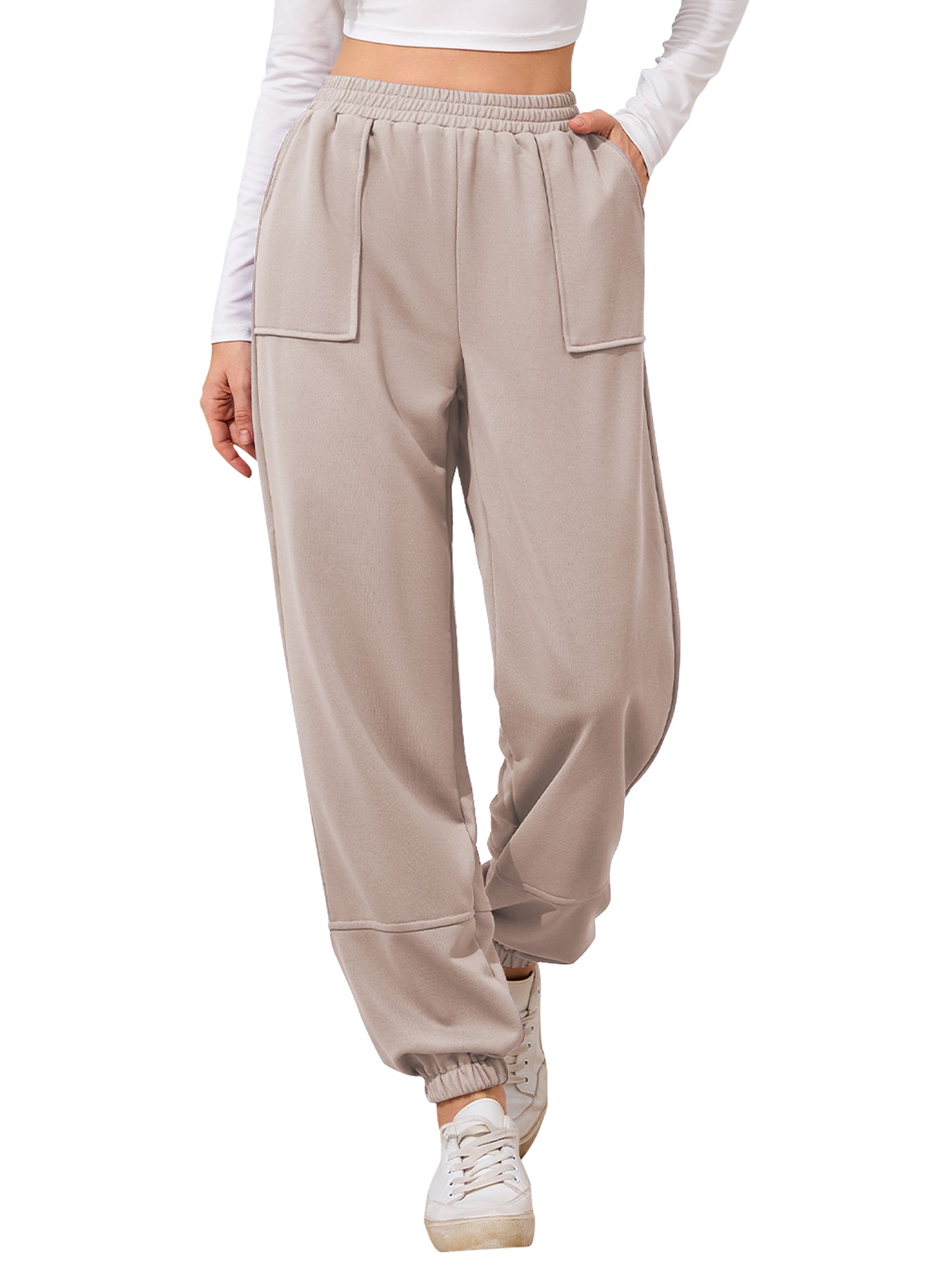 TEMOFON Sweat Pants Casual Joggers: Fall Trend Ladies Sweatpants — Elastic Cuffs Straight Leg Comfy Jogger Pan