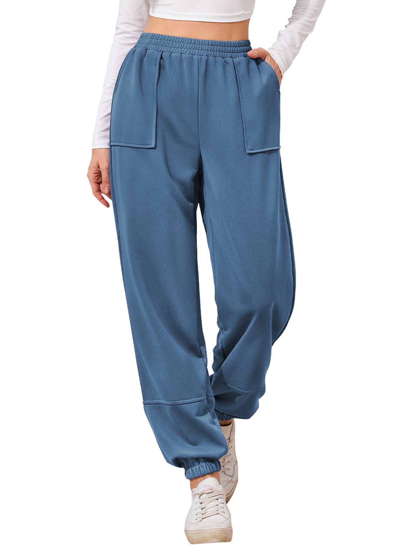 TEMOFON Sweat Pants Casual Joggers: Fall Trend Ladies Sweatpants — Elastic Cuffs Straight Leg Comfy Jogger Pan