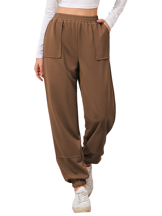 TEMOFON Sweat Pants Casual Joggers: Fall Trend Ladies Sweatpants — Elastic Cuffs Straight Leg Comfy Jogger Pan