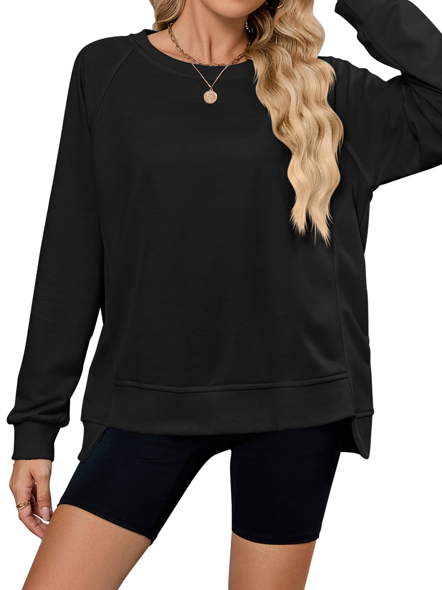 TEMOFON Long Sleeve Tops for Women Casual Tunic Blouses Fall Crewneck Dressy Sweatshirts Loose Shirts for Women Winter Clothes